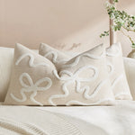 Pillow Cover Linen-Blend Raised Chenille Applique Hidden Zipper