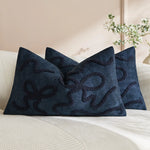 Pillow Cover Linen-Blend Raised Chenille Applique Hidden Zipper