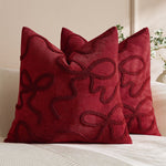 Pillow Cover Linen-Blend Raised Chenille Applique Hidden Zipper