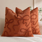 Pillow Cover Linen-Blend Raised Chenille Applique Hidden Zipper