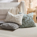 Pillow Cover Linen-Blend Raised Chenille Applique Hidden Zipper