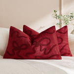 Pillow Cover Linen-Blend Raised Chenille Applique Hidden Zipper