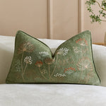 Pillow Cover Linen-Blend Raised Floral Embroidery Piped Edge