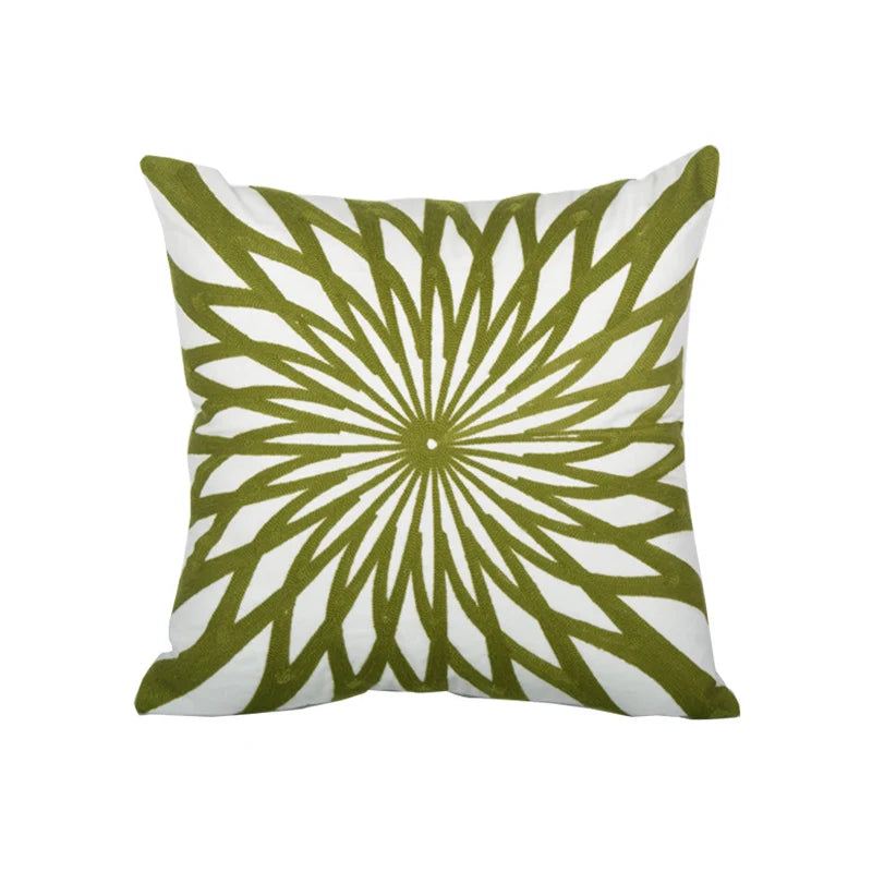 Pillow Cover Monstera Leaf Applique Hand-Finished Hidden Zipper