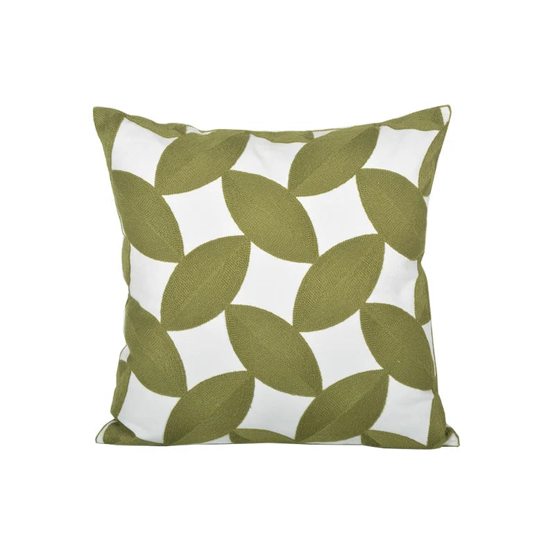 Pillow Cover Monstera Leaf Applique Hand-Finished Hidden Zipper