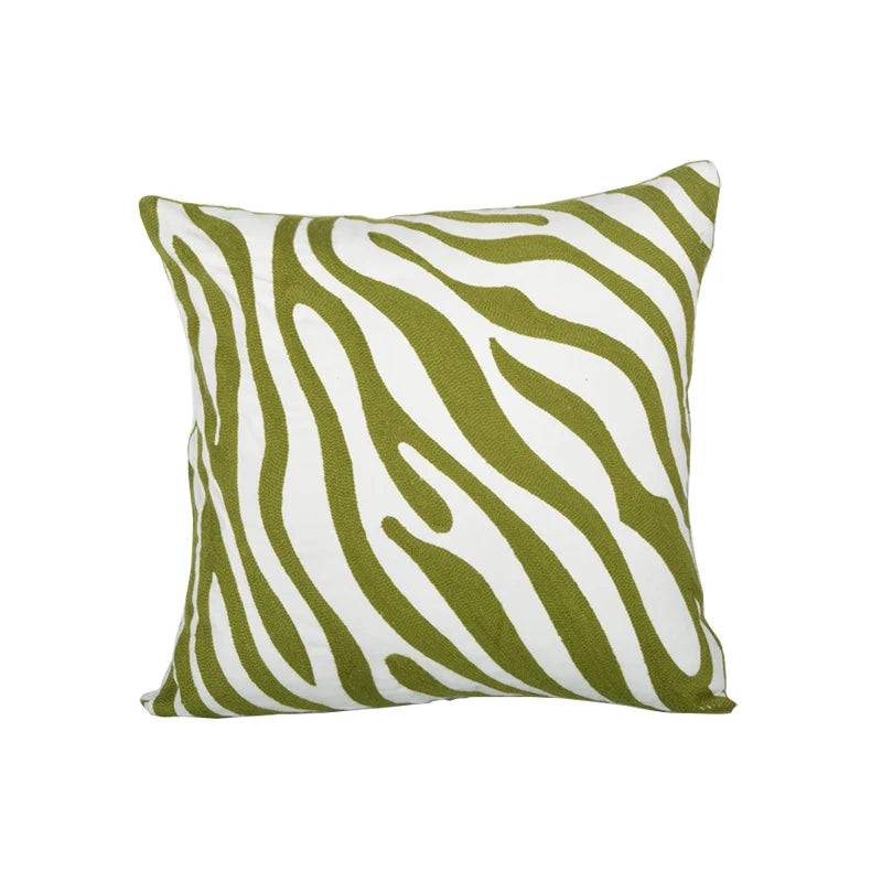 Pillow Cover Monstera Leaf Applique Hand-Finished Hidden Zipper