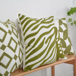 Pillow Cover Monstera Leaf Applique Hand-Finished Hidden Zipper