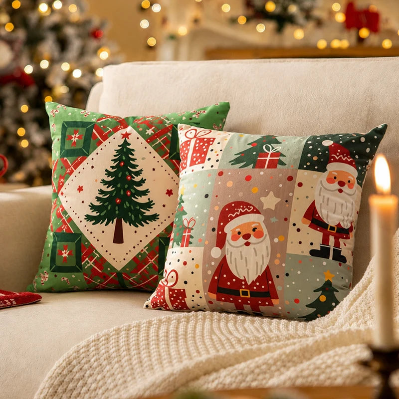 Pillow Cover Patchwork Design Hidden Zipper Machine Washable