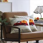 Pillow Cover Pumpkin Print Linen Blend Concealed Zipper