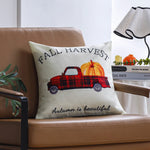 Pillow Cover Pumpkin Print Linen Blend Concealed Zipper