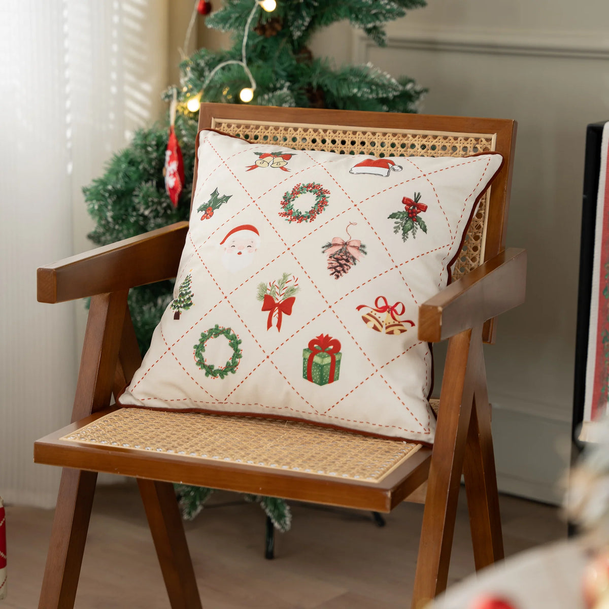 Pillow Cover Quilted Diamond Cotton Piped Edges