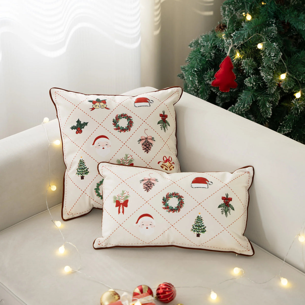 Pillow Cover Quilted Diamond Cotton Piped Edges