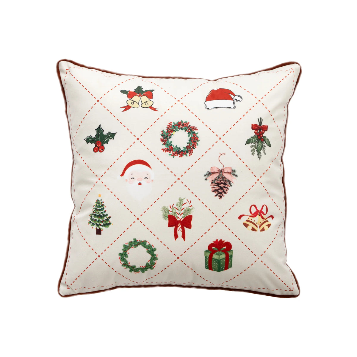 Pillow Cover Quilted Diamond Cotton Piped Edges