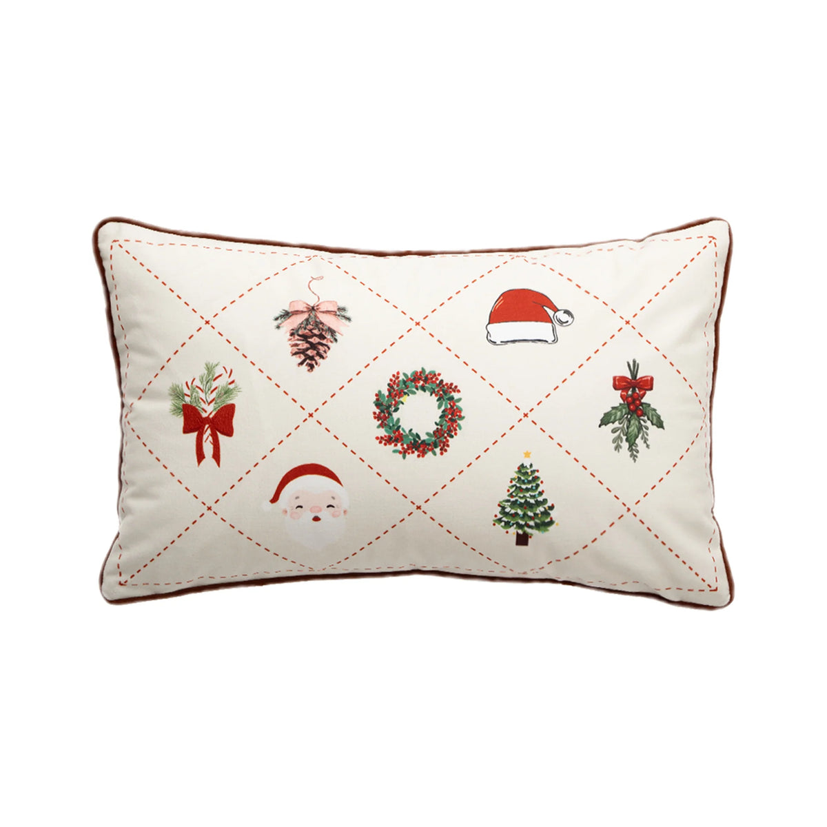 Pillow Cover Quilted Diamond Cotton Piped Edges