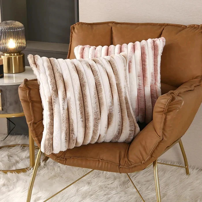 Pillow Cover Ribbed Faux Fur Machine Washable Concealed Zipper