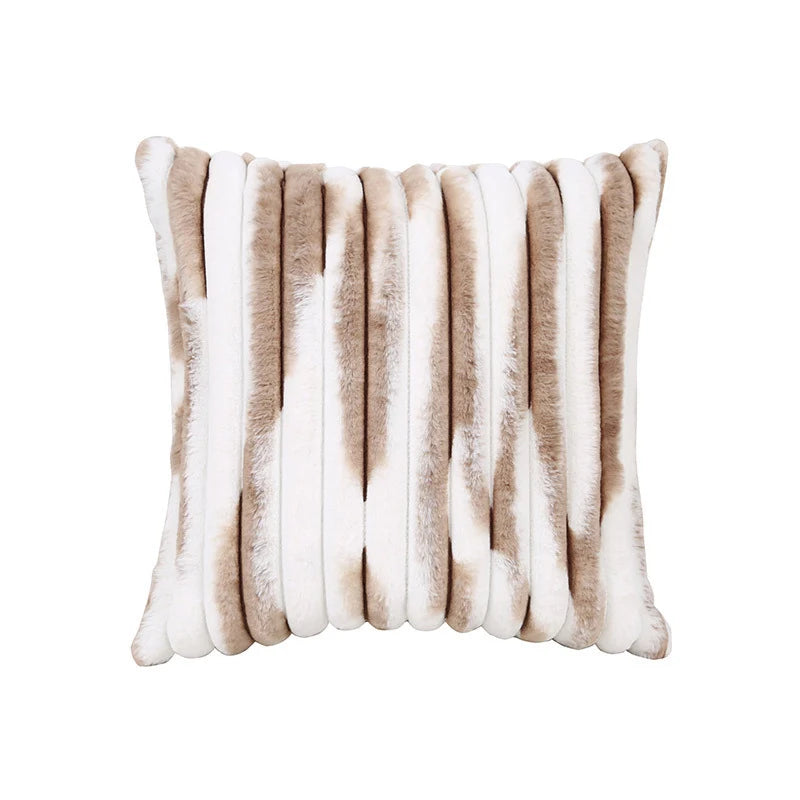 Pillow Cover Ribbed Faux Fur Machine Washable Concealed Zipper