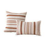 Pillow Cover Set Handwoven Cotton Braided Trim Concealed Zipper