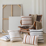 Pillow Cover Set Handwoven Cotton Braided Trim Concealed Zipper