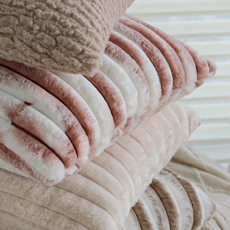 Pillow Cover Sherpa Wavy Plush Concealed Zipper
