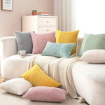 Pillow Cover Soft Corduroy Mixed-Rib Panels Concealed Zipper
