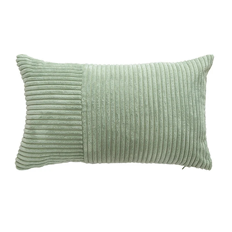 Pillow Cover Soft Corduroy Mixed-Rib Panels Concealed Zipper