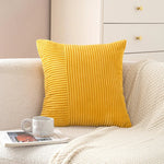 Pillow Cover Soft Corduroy Mixed-Rib Panels Concealed Zipper