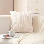Pillow Cover Soft Corduroy Mixed-Rib Panels Concealed Zipper