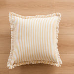 Pillow Cover Striped Cotton Fringed Edge Concealed Zipper