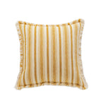 Pillow Cover Striped Cotton Fringed Edge Concealed Zipper