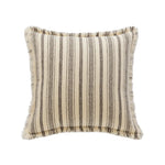 Pillow Cover Striped Cotton Fringed Edge Concealed Zipper