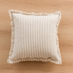 Pillow Cover Striped Cotton Fringed Edge Concealed Zipper