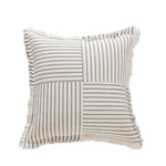 Pillow Cover Striped Cotton Fringed Edge Concealed Zipper