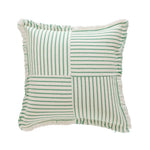Pillow Cover Striped Cotton Fringed Edge Concealed Zipper