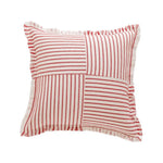 Pillow Cover Striped Cotton Fringed Edge Concealed Zipper