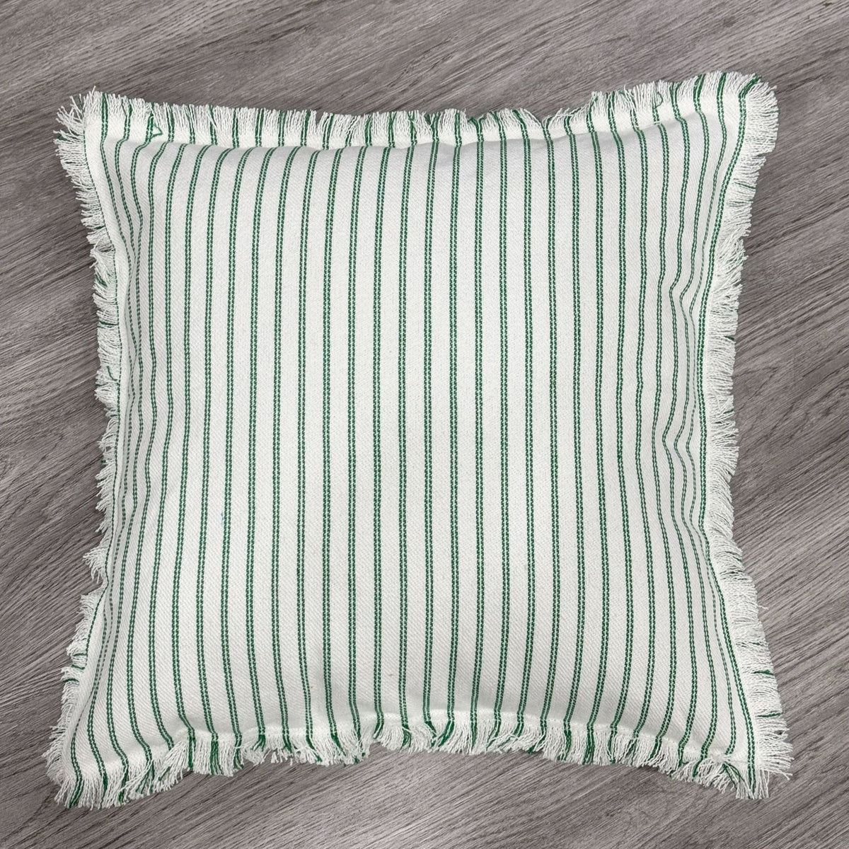Pillow Cover Striped Cotton Fringed Edge Concealed Zipper