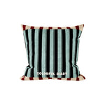 Pillow Cover Striped Velvet Piped Border Hidden Zipper