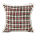 Pillow Cover Tartan Plaid & Embroidered Snowflake Hidden Zipper