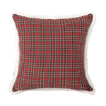 Pillow Cover Tartan Plaid & Embroidered Snowflake Hidden Zipper