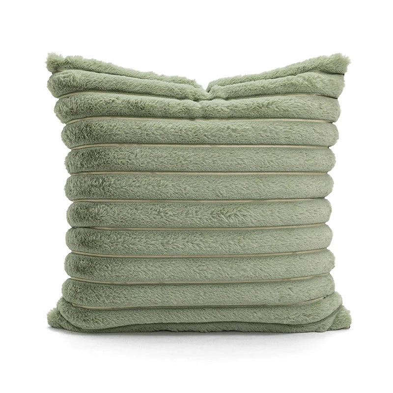 Pillow Cover Teddy Plush Layered Ribbed Concealed Zipper