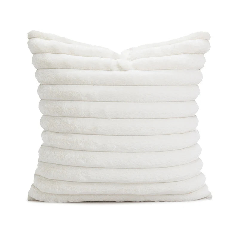 Pillow Cover Teddy Plush Layered Ribbed Concealed Zipper