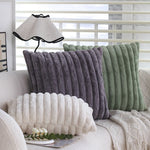 Pillow Cover Teddy Plush Layered Ribbed Concealed Zipper