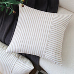 Pillow Cover Textured Woven Stripe Cotton Blend Concealed Zipper