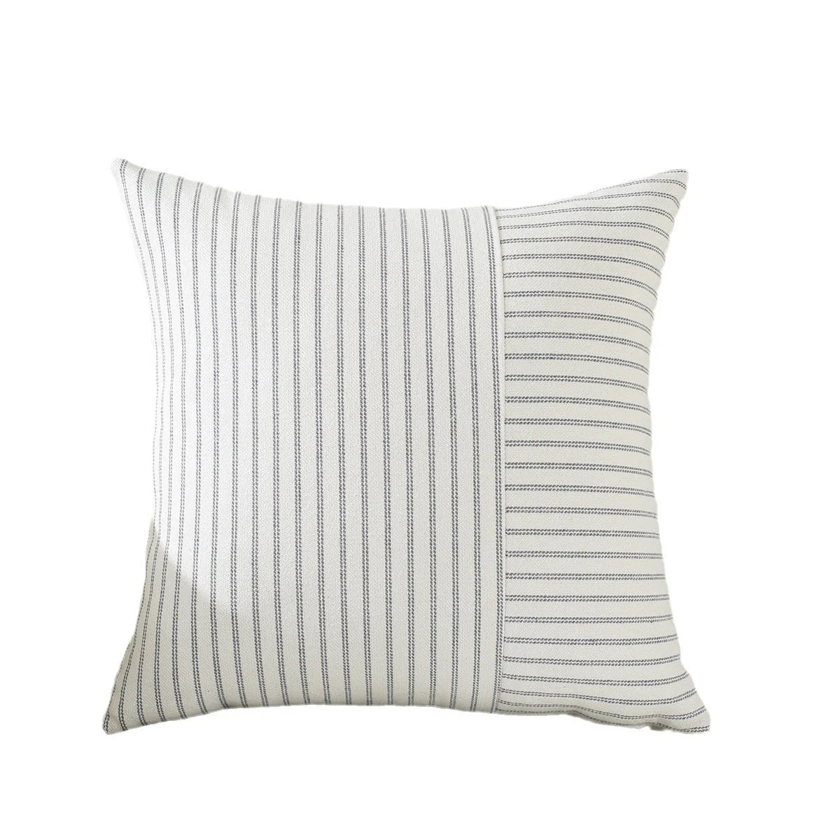 Pillow Cover Textured Woven Stripe Cotton Blend Concealed Zipper