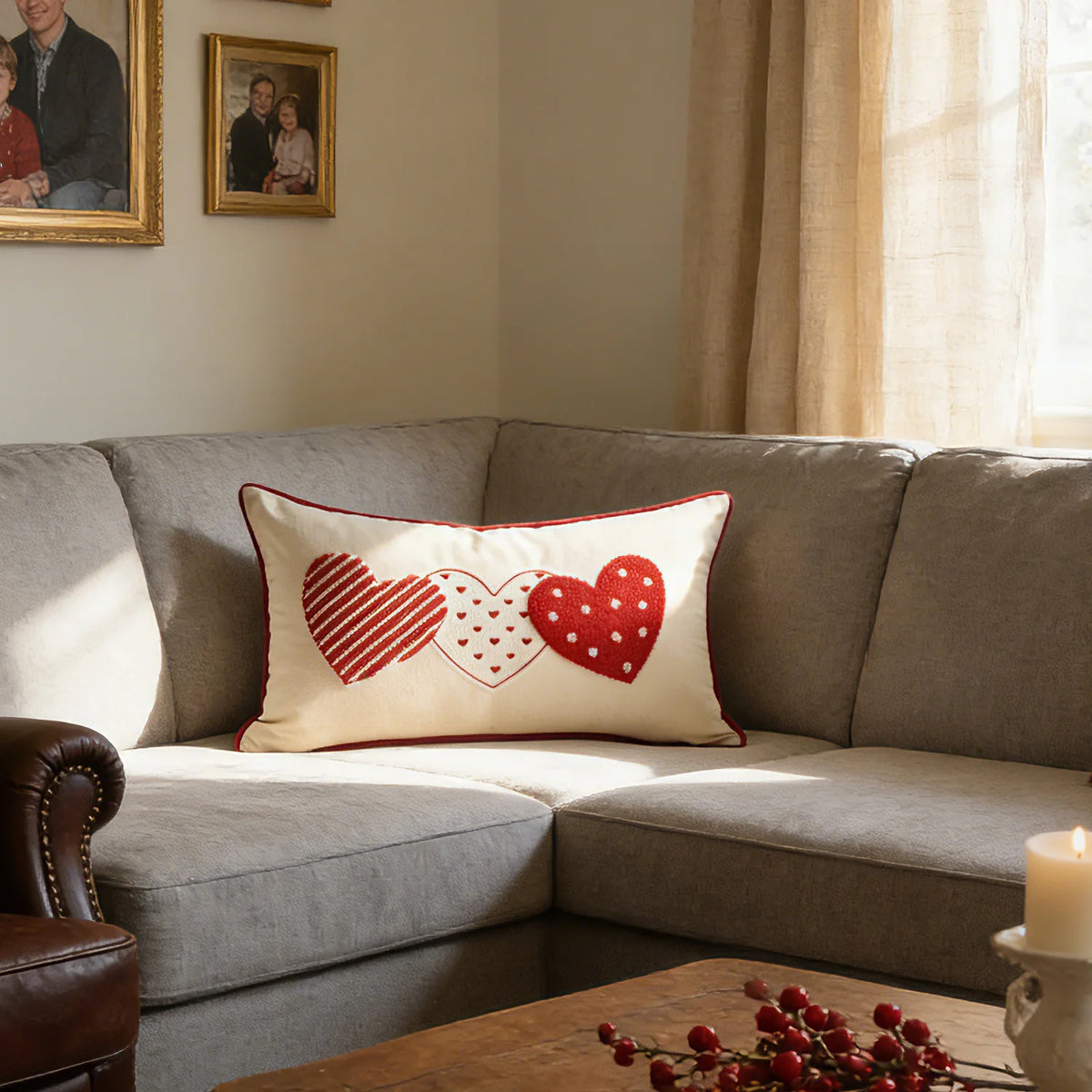 Pillow Cover Tufted Chenille & Botanical Embroidery