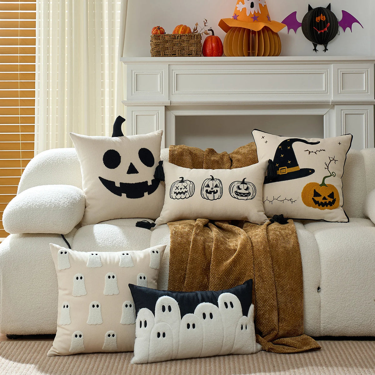 Pillow Cover Tufted Chenille Cotton-Linen Hidden Zipper