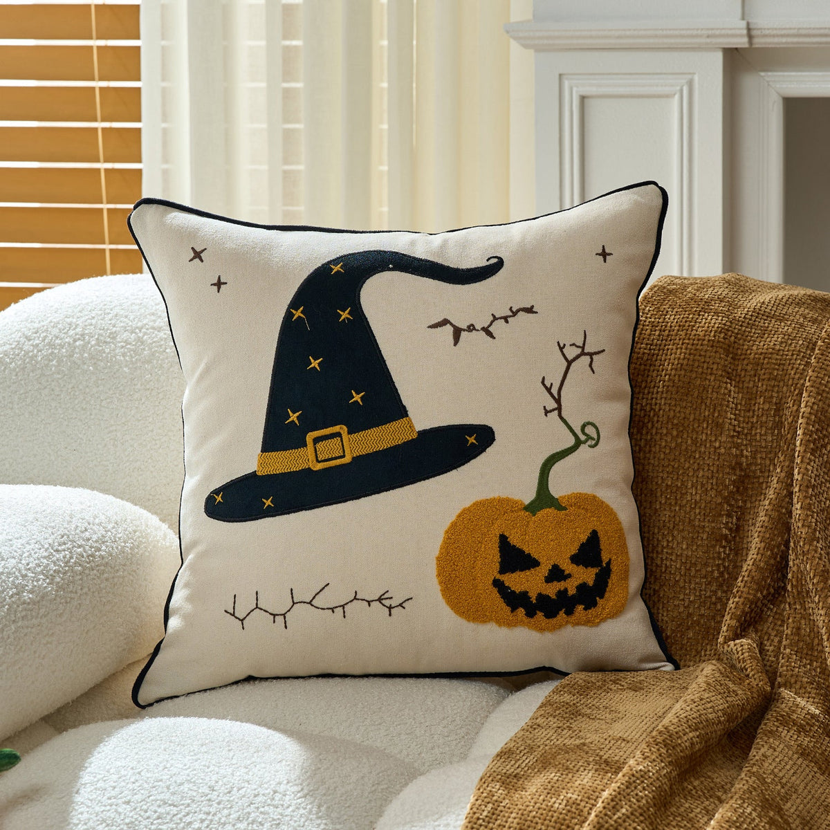 Pillow Cover Tufted Chenille Cotton-Linen Hidden Zipper