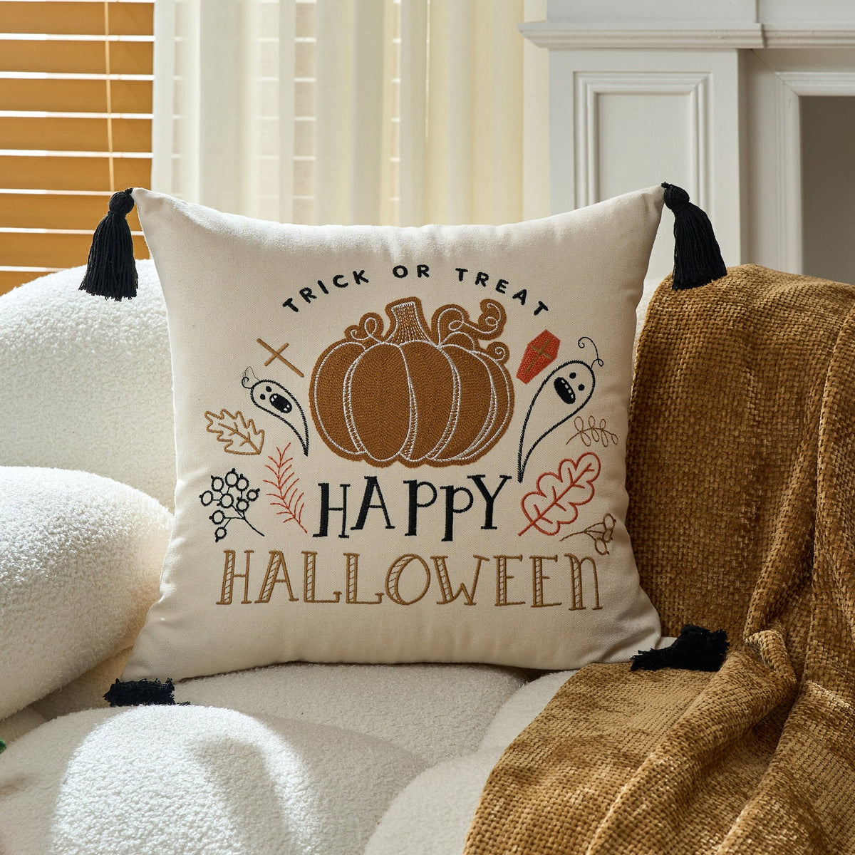 Pillow Cover Tufted Chenille Cotton-Linen Hidden Zipper