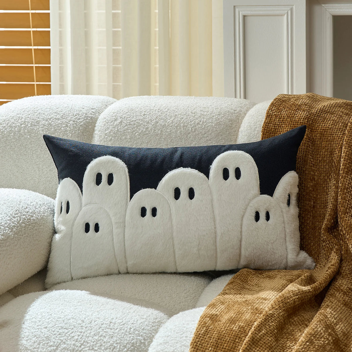 Pillow Cover Tufted Chenille Cotton-Linen Hidden Zipper