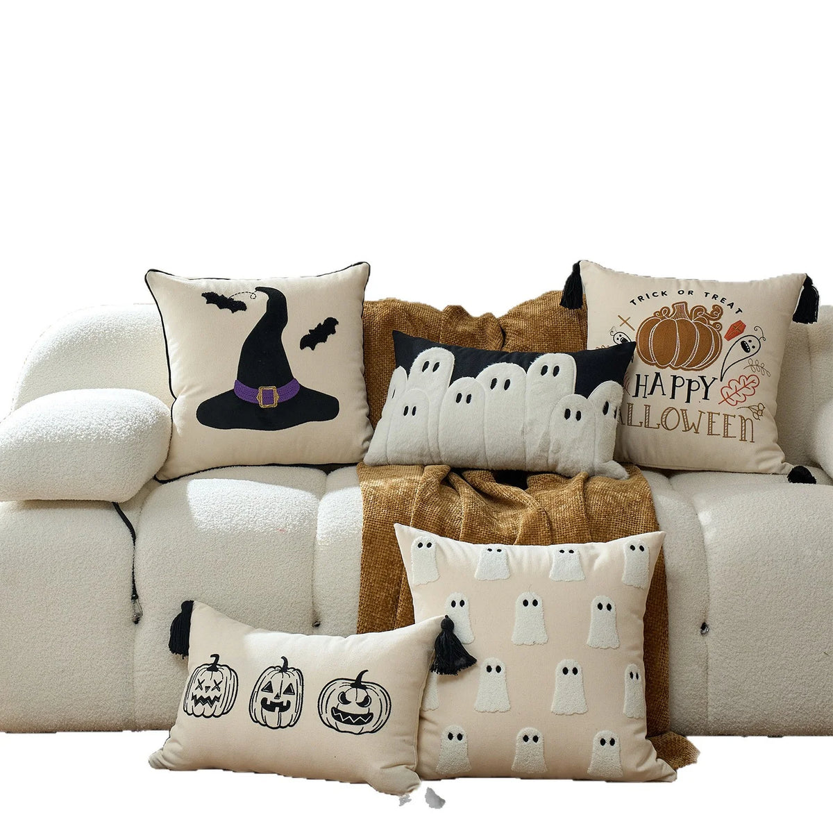 Pillow Cover Tufted Chenille Cotton-Linen Hidden Zipper