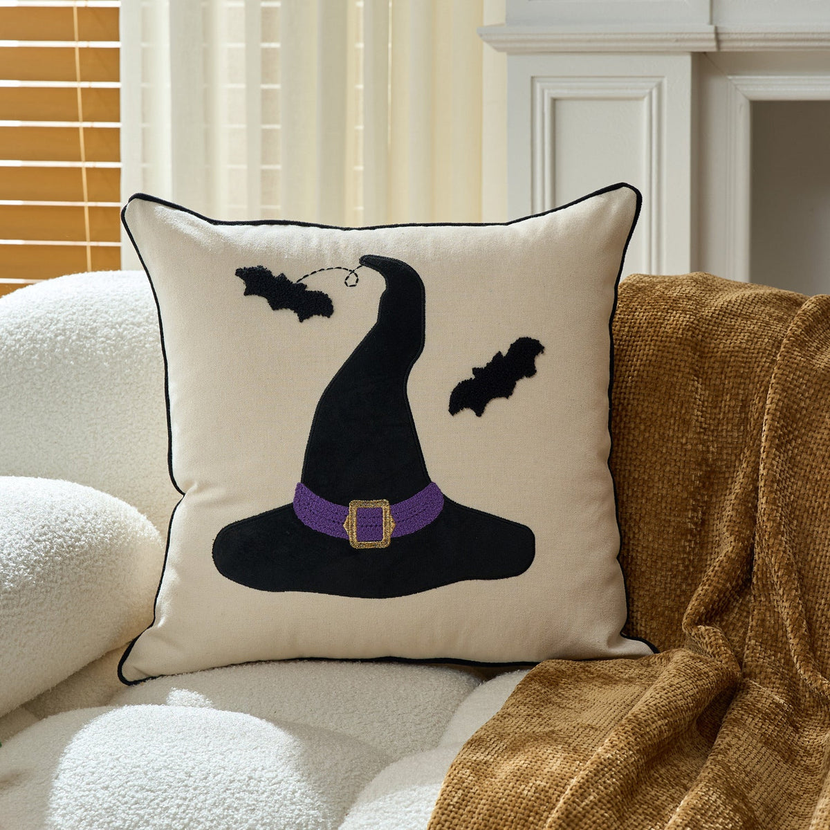 Pillow Cover Tufted Chenille Cotton-Linen Hidden Zipper
